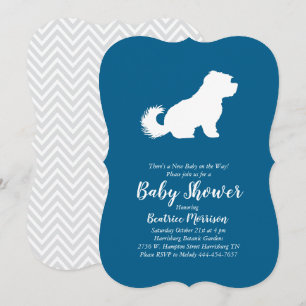 Maltese Dog Baby Shower Blue Boy Einladung