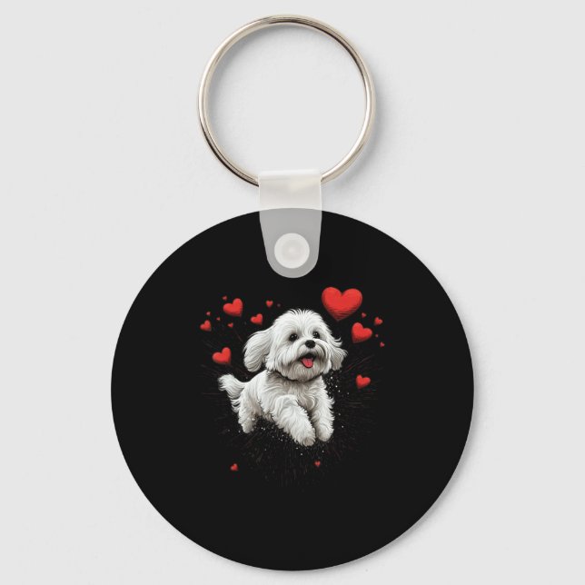Maltese Dog Love Heart For Valentines Day Maltese  Schlüsselanhänger (Vorderseite)