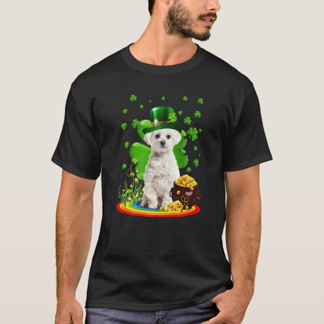 Maltese Dog Shamrock St Patricks Day Dog Irish Gif T-Shirt (Vorderseite)