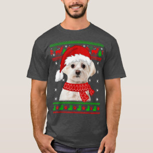Maltese Dog Ugly Sweater Christmas Puppy Dog Lover T-Shirt