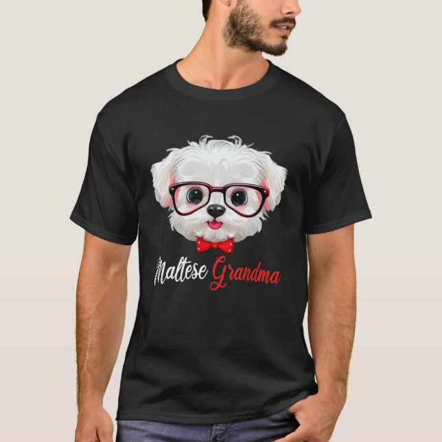 Maltese Grandma Headband Glasses T-Shirt (Vorderseite)