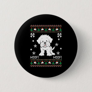 Maltese Ugly Christmas Sweater Button