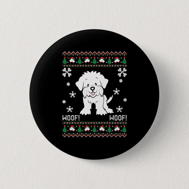 Maltese Ugly Christmas Sweater Button (Vorderseite)