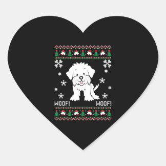 Maltese Ugly Christmas Sweater Herz-Aufkleber