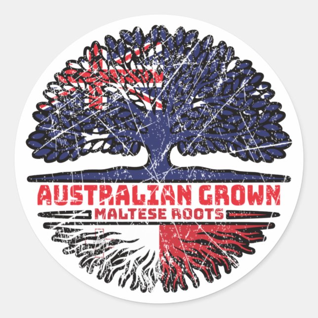 Malteser australischer Tree-Roots-Flag Runder Aufkleber (Vorderseite)