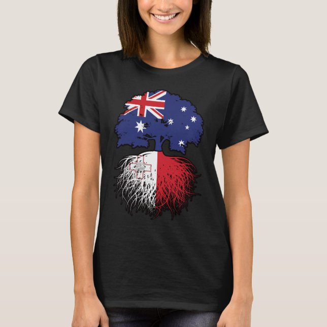 Malteser australischer Tree-Roots-Flag T-Shirt (Vorderseite)