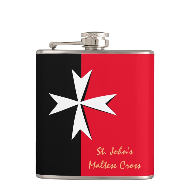 Malteser Fahnenmode für Cross & Malta /St. John's Flachmann (Vorderseite)