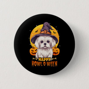 Malteser Halloween-Hundeschlitten oder sonniges Ha Button