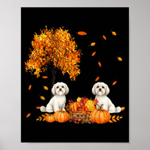 Malteser Herbstlaub Hundeliebhaber Halloween Danke Poster
