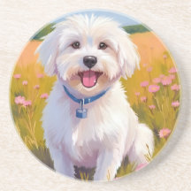 Malteser-Hund-Blumenfeld-Malerei