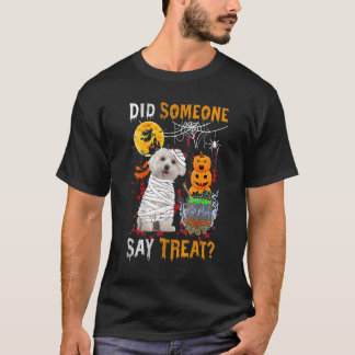 Malteser Hund Halloween hat jemand Leckerei gesagt T-Shirt