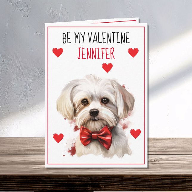 Malteser Hund I Woof You Valentine Karte (Von Creator hochgeladen)