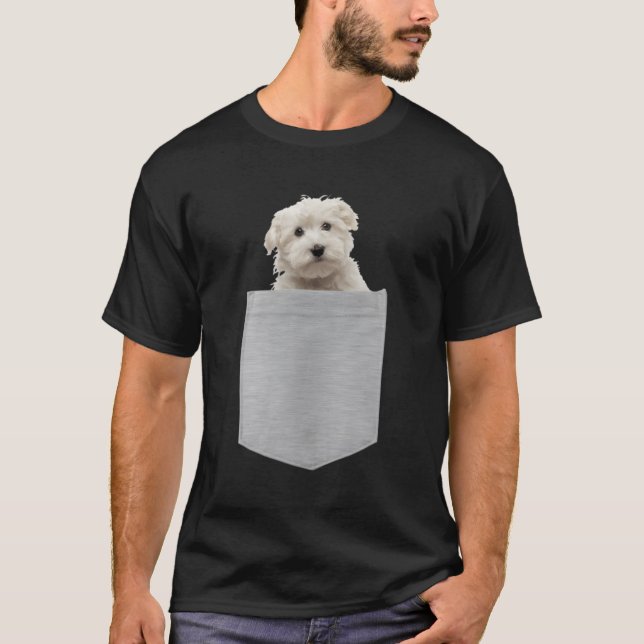 Malteser Hund in Ihrem Pocket T-Shirt (Vorderseite)