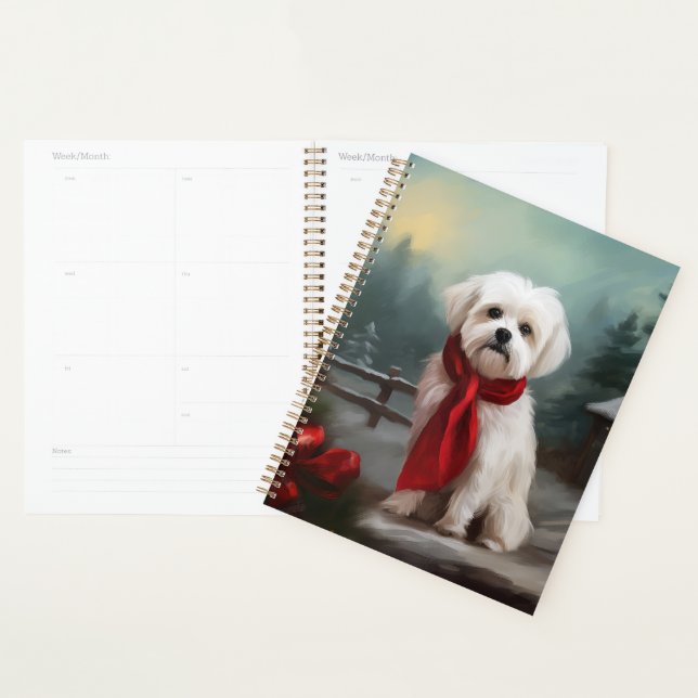 Malteser Hund in Schnee Weihnachten Planer (Anzeige)