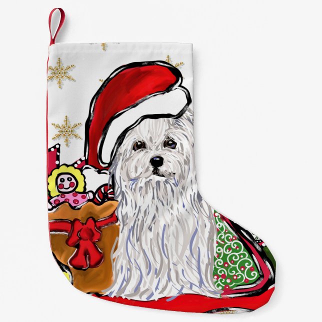 Malteser Hund Kleiner Weihnachtsstrumpf (Vorderseite)