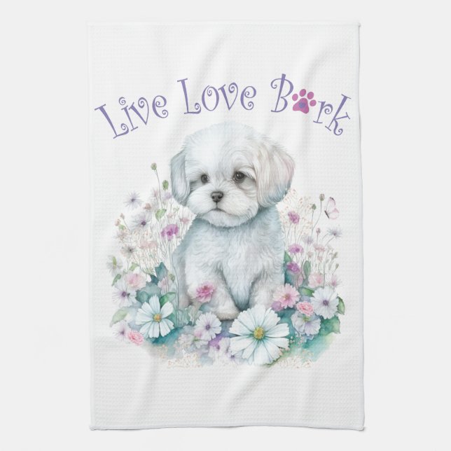 Malteser Hund Mama Floral Geschirrtuch (Vertikal)