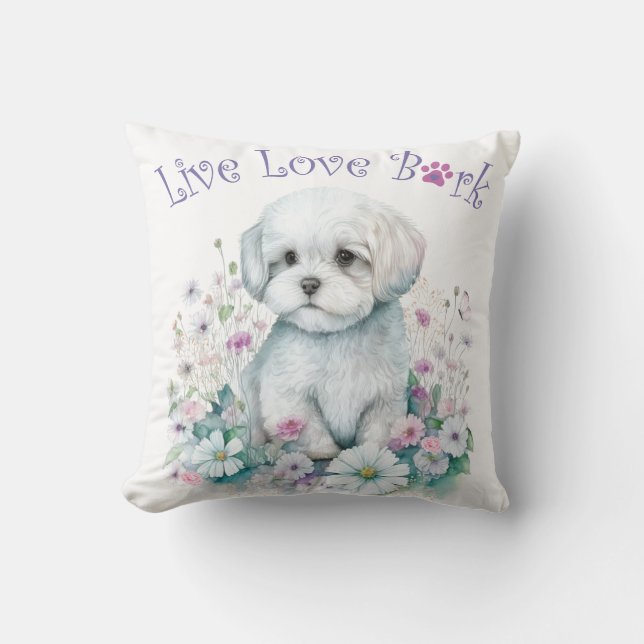 Malteser Hund Mama Floral Kissen (Vorderseite)