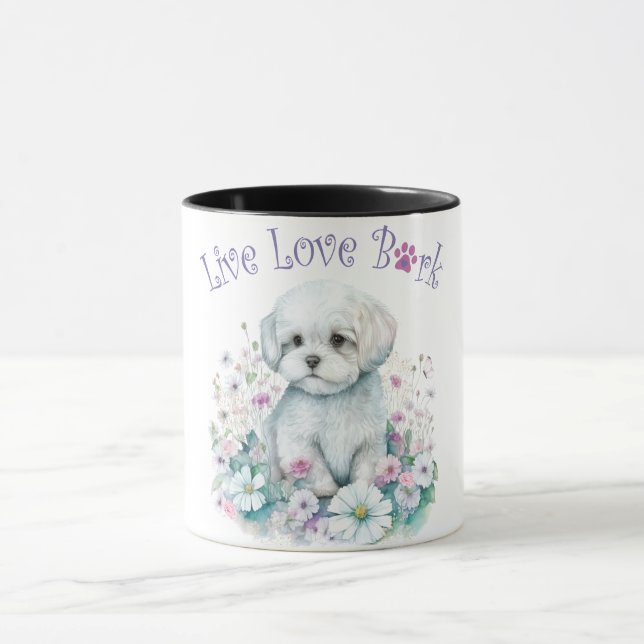 Malteser Hund Mama Floral Tasse (Zentrum)