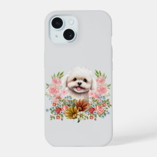 Malteser Hund mit Blume, Niedlich maltesischer Wel iPhone 15 Hülle