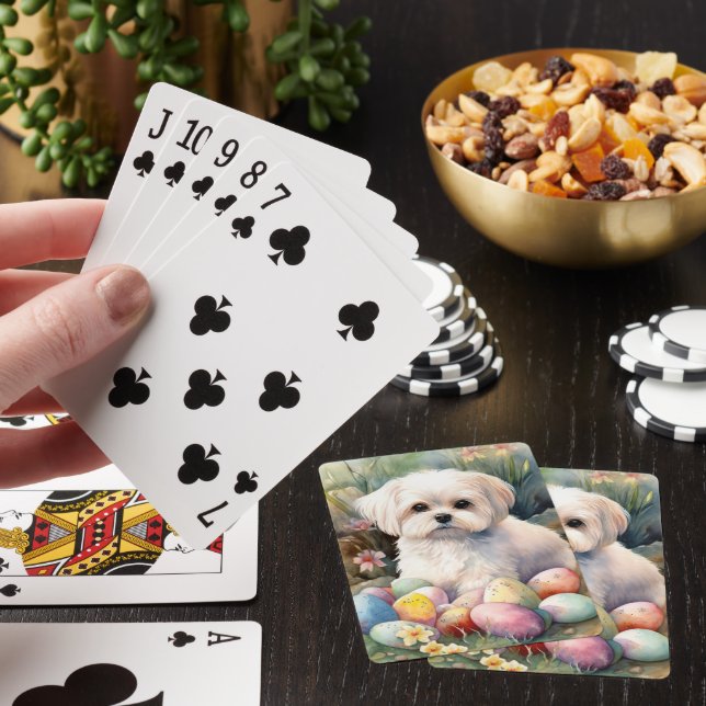 Malteser Hund mit Ostereier Urlaub Spielkarten (In Situ)