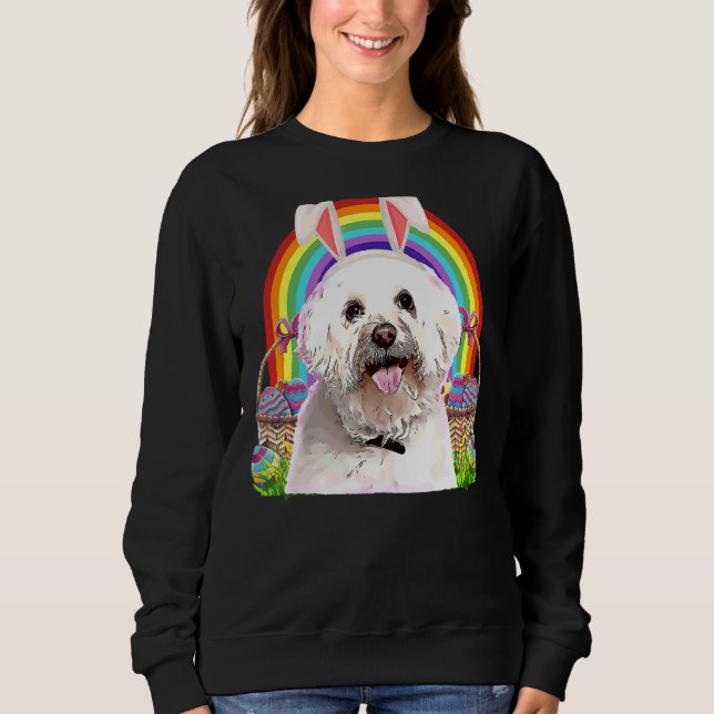 Malteser Hund Ostern Bunny Egg Hunt Sweatshirt (Vorderseite)