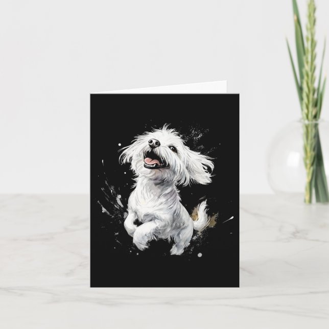 Malteser Hund Spielerischer Hund Lover Karte (Vorderseite)