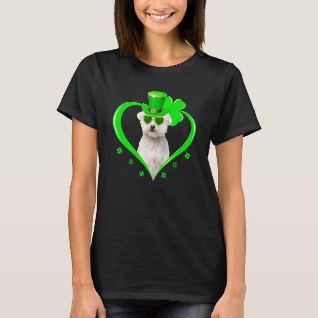 Malteser Hund St Patrick S Day Kleeblatt Kostüm T-Shirt (Vorderseite)