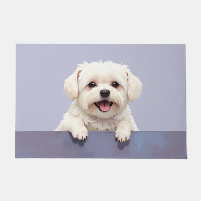 Malteser Hund Türmatte Kunst (Vorderseite)