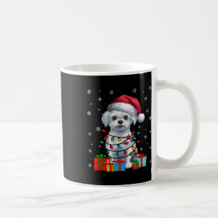 Malteser Hund Ugly Xmas Lights Weihnachtsmannmütze Kaffeetasse
