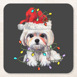 Malteser Hund Weihnachten, maltesischer Hund Rechteckiger Pappuntersetzer