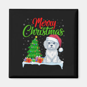 Malteser Hund Weihnachtsbaum Lichter Weihnachtswei Magnet