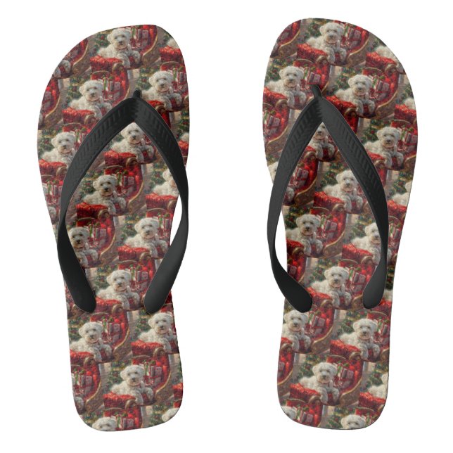 Malteser Hund Weihnachtsfest Flip Flops (Fußbett)