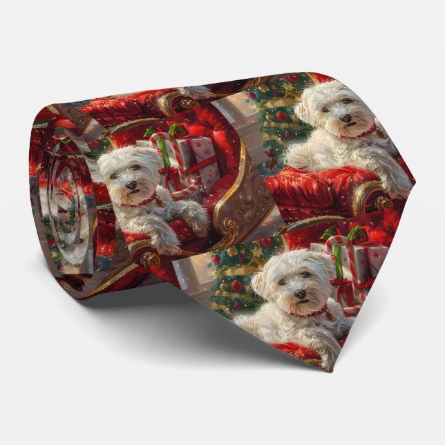 Malteser Hund Weihnachtsfest Krawatte (Gerollt)