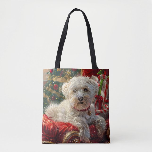 Malteser Hund Weihnachtsfest Tasche (Vorderseite)
