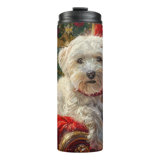 Malteser Hund Weihnachtsfest Thermosbecher (Vorderseite)