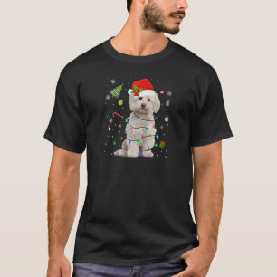 Malteser Hund Weihnachtslicht Weihnachtsmannmütze  T-Shirt