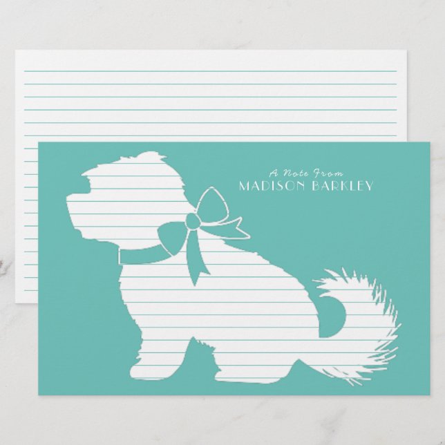 Malteser Hund Welpe Kurz Hair Teddy Bär Briefpapier (Vorne/Hinten)