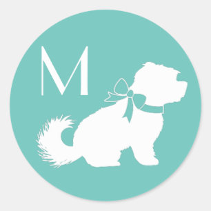 Malteser Hund Welpe Kurz Hair Teddy Bär Runder Aufkleber