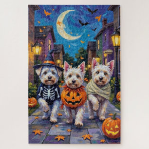 Malteser-Hunde beim Trick-or-Treat in Halloween-Ko