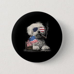 Malteser-Hunde-Vater Patriotisch Amerikanische Fla Button