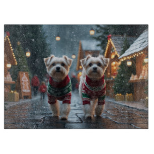 Malteser Hunde Weihnachten Schnee Feiertag Schneidebrett
