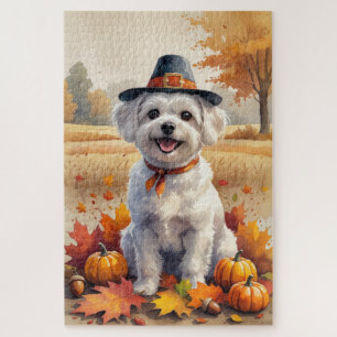 Malteser im Herbstlaub-Erntedank-Kunst