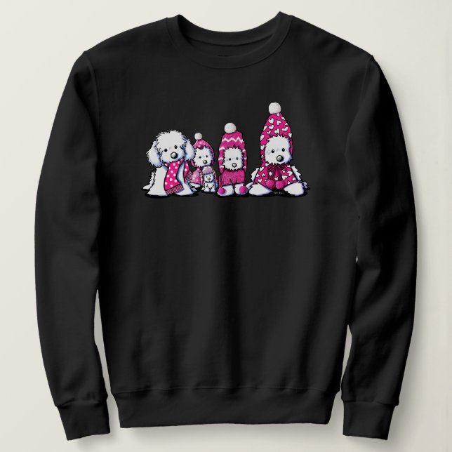 Malteser im Winter in Rosa Sweatshirt (Design vorne)
