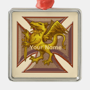 Malteser Kreuz-Drache-Ornament Ornament Aus Metall