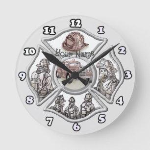 Malteser Kreuzfeuerwehrmann Runde Wanduhr