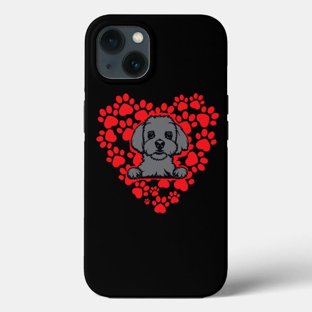 Malteser Lapdog Liebhaber Loveheart 3 Case-Mate iPhone Hülle (Rückseite)