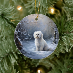 Malteser lassen Schnee Weihnachten Keramik Ornament