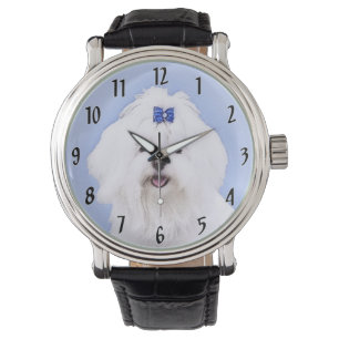 Malteser Malerei - Süße originale Hundekunst Armbanduhr