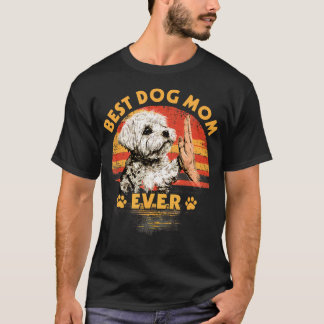 Malteser-Mama Retro-Sonnenuntergang Lustiger Hund T-Shirt