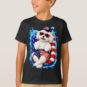 Malteser mit Sonnenbrille patriotischer Hund Somme T-Shirt